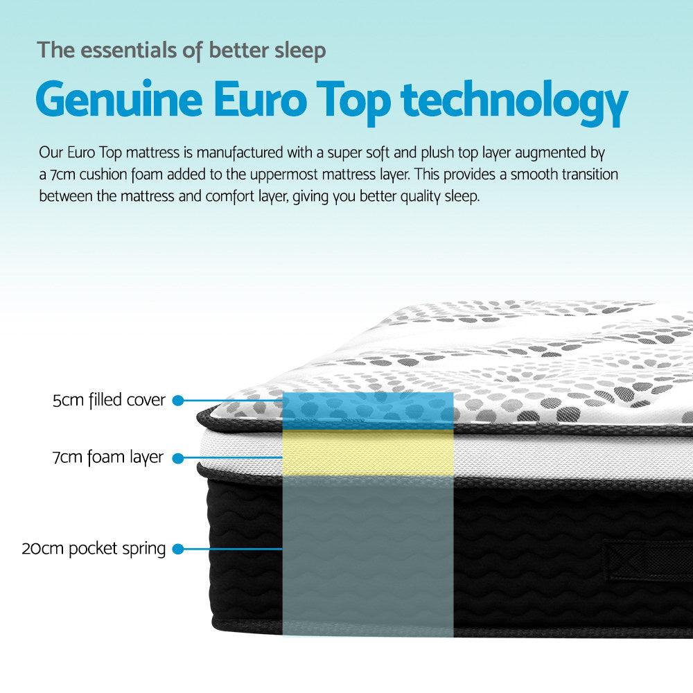 Giselle bedding queen mattress bed size euro top pocket spring foam 32cm hotsell