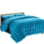 Faux Mink Quilt Comforter Winter Weighted Throw Blanket Teal King - Giselle Bedding