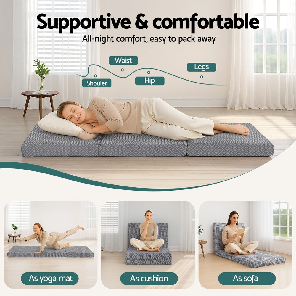 
                  
                    Giselle Foldable Mattress Folding Sofa Bed Trifold Memory Foam Camping Cushion Mat
                  
                