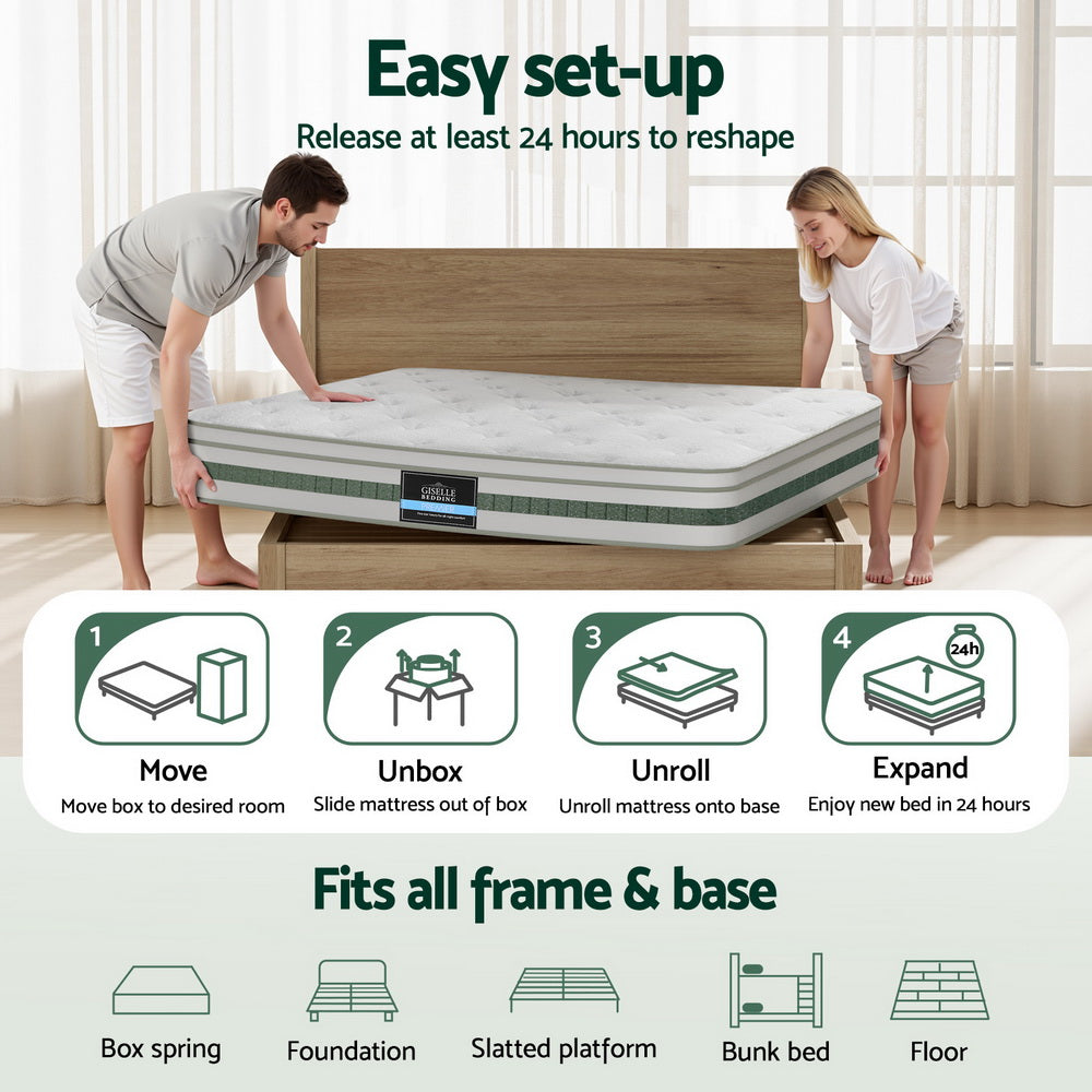 
                  
                    Giselle Bedding Green Tea Foam Pocket Spring Mattress King Bed Hybrid Mattresses
                  
                