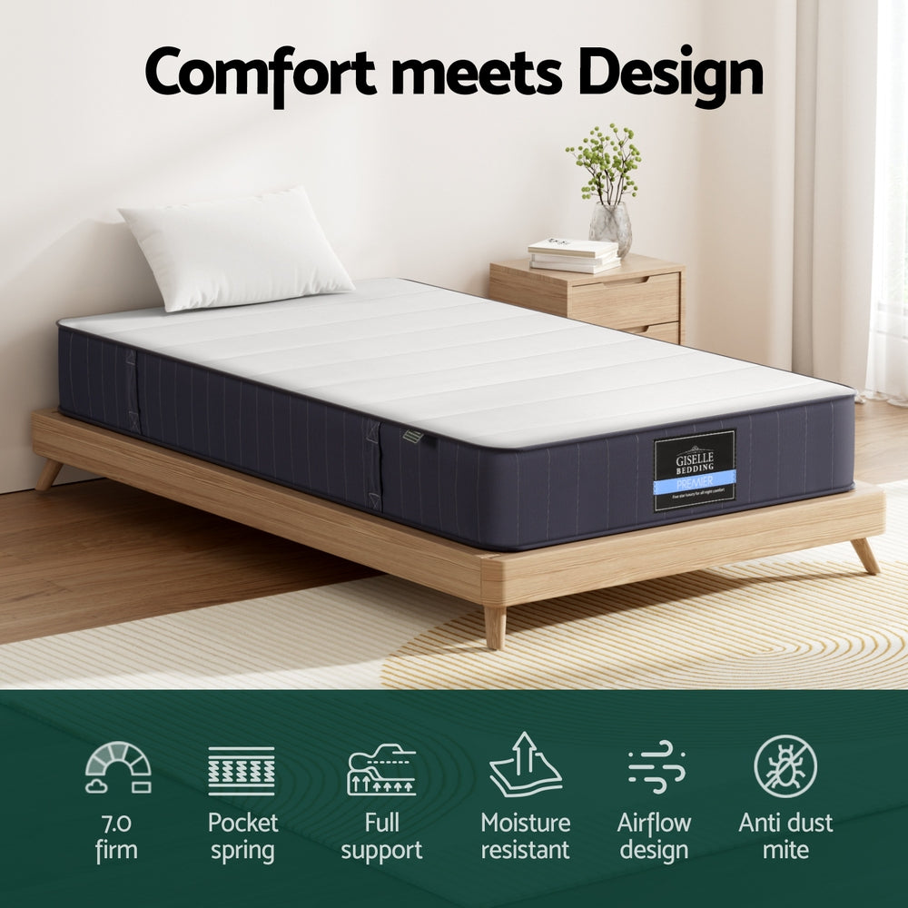 
                  
                    Giselle Bedding Tight Top Mattress 20cm King Single Bed Pocket Spring Hybrid Mattresses
                  
                