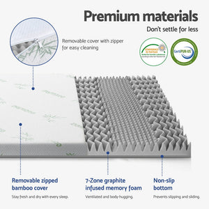 
                  
                    Giselle Bedding 8cm Memory Foam Mattress Topper 7-Zone Graphite King
                  
                