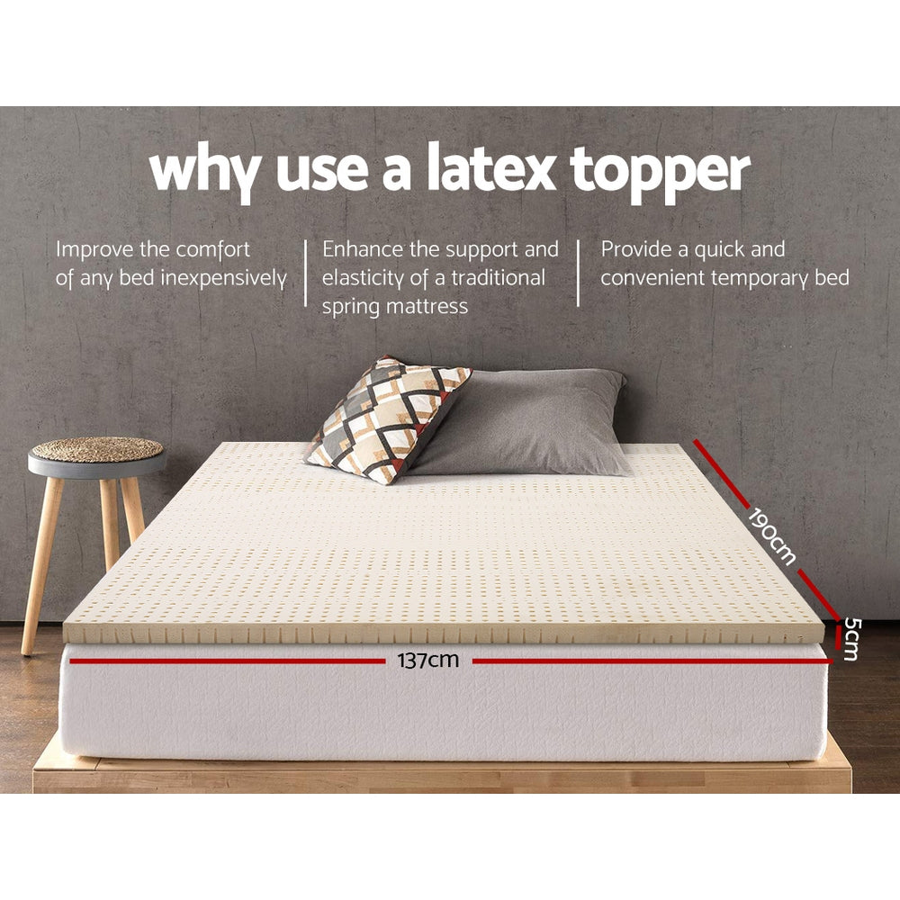 Pure Natural Latex Mattress Topper 7 Zone 5cm Double - Giselle Bedding