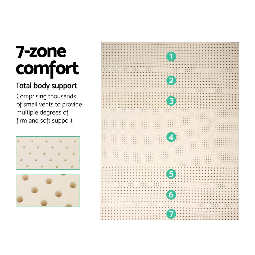 
                  
                    Pure Natural Latex Mattress Topper 7 Zone 5cm Double - Giselle Bedding
                  
                