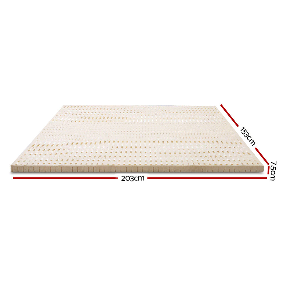 7 Zone Latex Mattress Topper Underlay 7.5cm Queen Mat Pad Cover - Giselle Bedding
