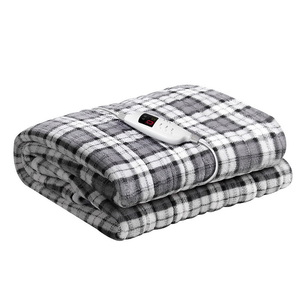 Electric Throw Blanket - Grey and White Checkered