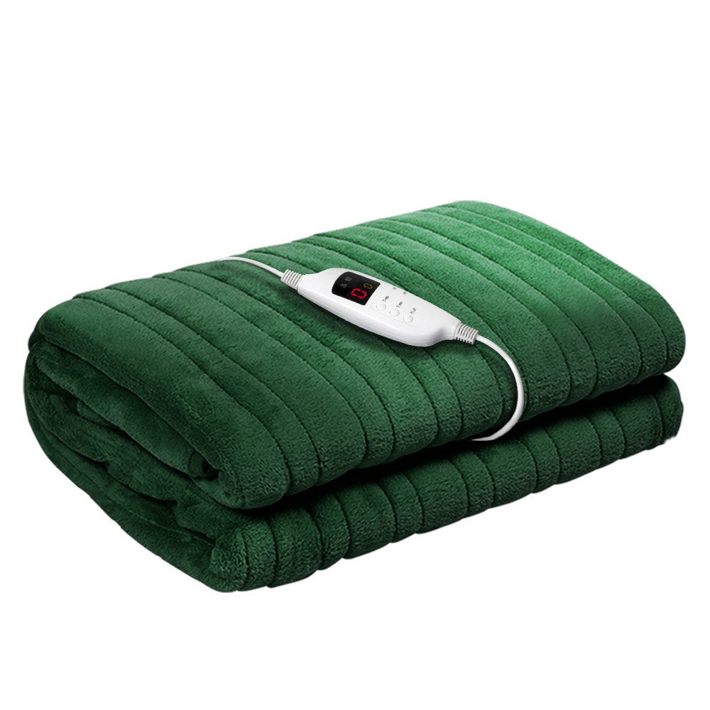 Giselle Electric Throw Rug Heated Blanket Washable Snuggle Flannel Winter Green