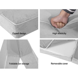 
                  
                    Folding Foam Mattress Portable Sofa Bed Lounge Chair Velvet Light Grey - Giselle Bedding
                  
                