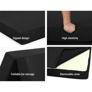 
                  
                    Folding Foam Mattress Portable Double Sofa Bed Mat Air Mesh Fabric Black - Giselle Bedding
                  
                
