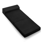 Folding Foam Mattress Portable Single Sofa Bed Mat Air Mesh Fabric Black - Giselle Bedding