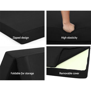 
                  
                    Folding Foam Mattress Portable Single Sofa Bed Mat Air Mesh Fabric Black - Giselle Bedding
                  
                