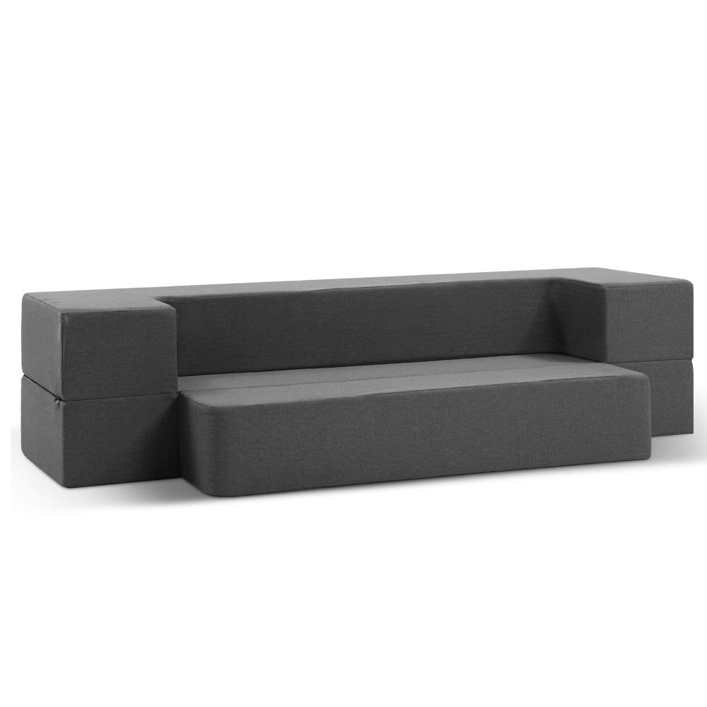 Portable Sofa Bed Folding Mattress Lounger Chair Ottoman Grey - Giselle Bedding