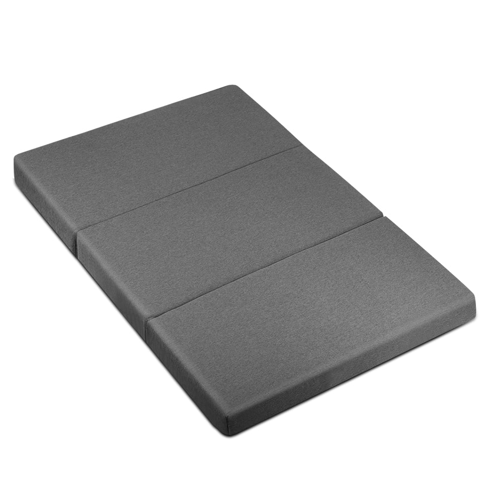 Double Size Folding Foam Mattress Portable Bed Mat Dark Grey - Giselle Bedding