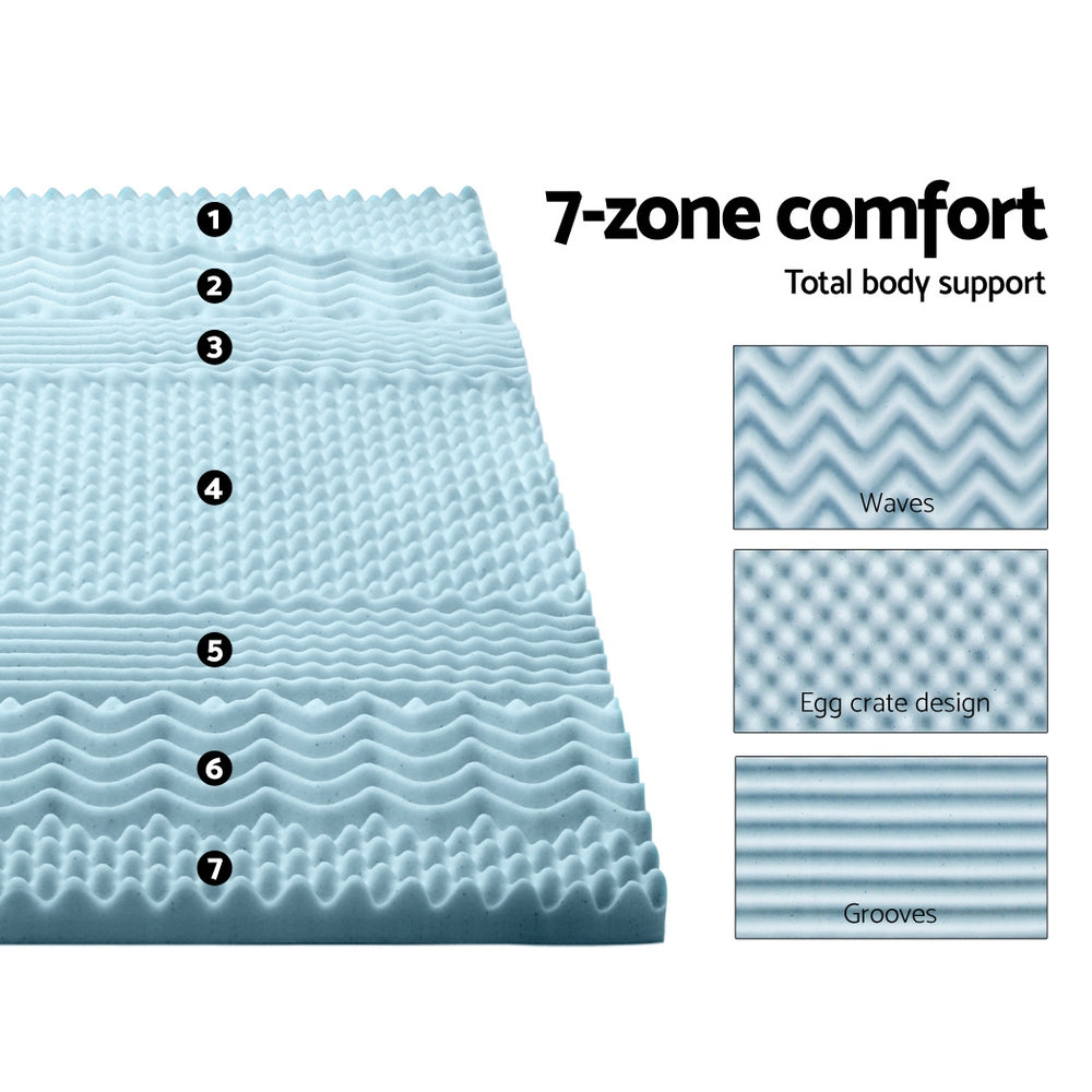 
                  
                    Cool Gel 7-zone Memory Foam Mattress Topper w/Bamboo Cover 5cm - King
                  
                