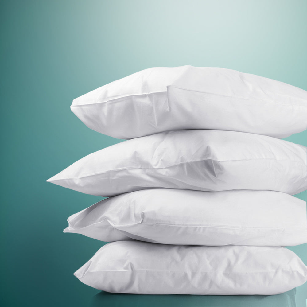 Set of 4 Medium & Firm Cotton Pillows - Giselle Bedding