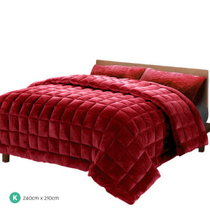 
                  
                    Faux Mink Quilt Comforter Winter Throw Blanket Burgundy King - Giselle Bedding
                  
                