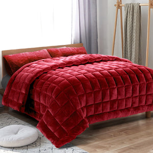 
                  
                    Faux Mink Quilt Comforter Throw Blanket Winter Burgundy Queen - Giselle Bedding
                  
                