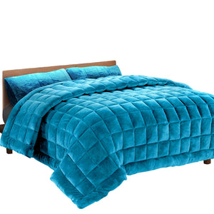 
                  
                    Faux Mink Quilt Comforter Winter Weighted Throw Blanket Teal King - Giselle Bedding
                  
                