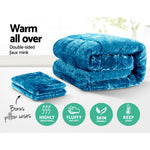 Faux Mink Quilt Comforter Winter Weighted Throw Blanket Teal King - Giselle Bedding