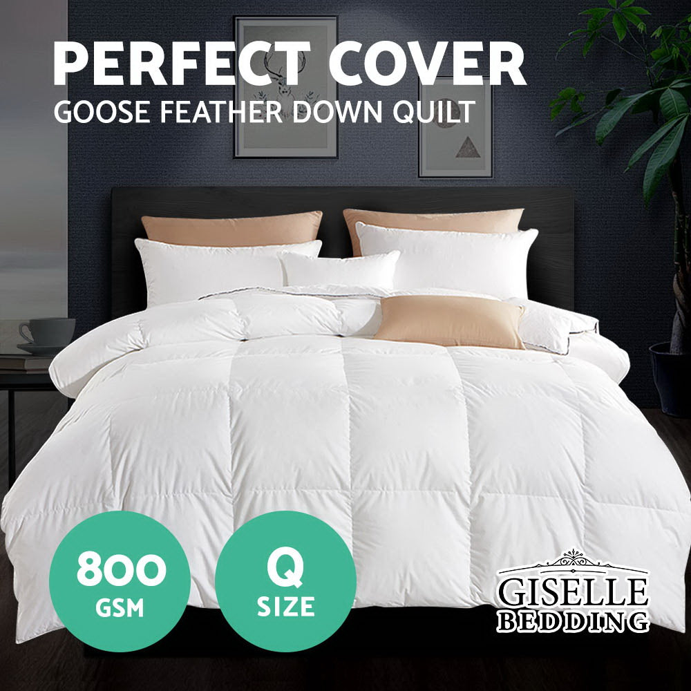 
                  
                    800GSM Goose Down Feather Quilt Cover Duvet Winter Doona White Queen - Giselle Bedding
                  
                