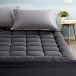 Single Mattress Topper Pillowtop 1000GSM Charcoal Microfibre Bamboo Fibre Filling Protector - Giselle Bedding