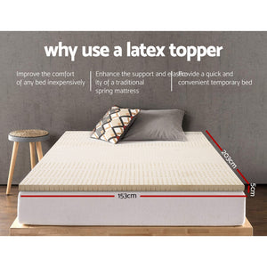 
                  
                    Pure Natural Latex Mattress Topper 7 Zone 5cm Queen - Giselle Bedding
                  
                
